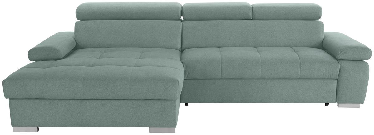 Ecksofa Mit Bettkasten Perry Grün 292x183 Cm - Silberfarben/Grün, Design, Textil (183/292cm) - Livetastic
