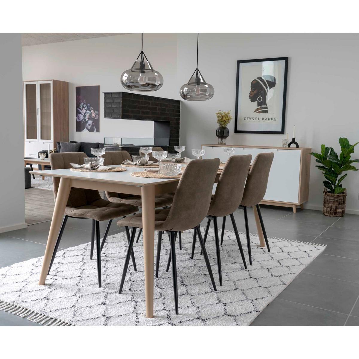 Stuhl-Set Middelfart Hellbraun B: 44 cm - Hellbraun/Schwarz, MODERN, Textil/Metall (44/86/55cm) - MID.YOU