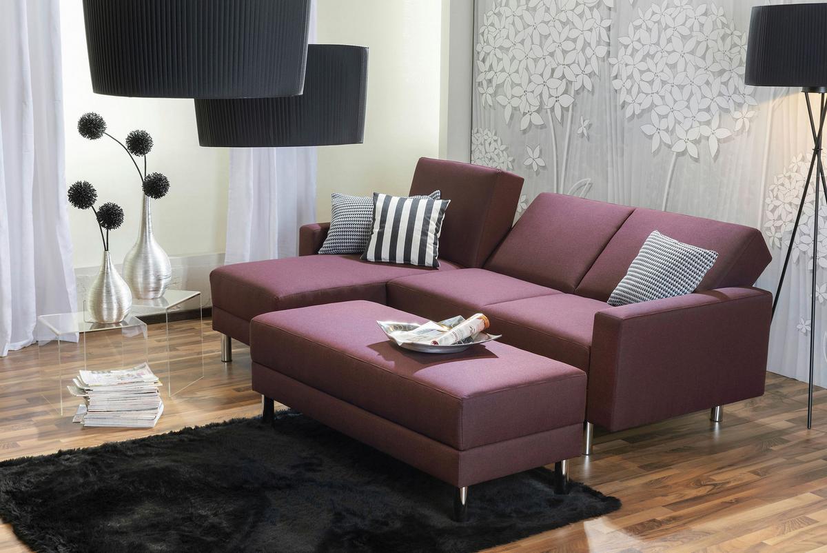 Ecksofa Mit Schlaffunktion Just Fashion, Dunkelrot - Chromfarben/Dunkelrot, KONVENTIONELL, Textil (152/230cm) - Max Winzer