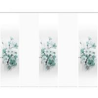 Flächenvorhang Lotus 5er Set - Weiß/Mintgrün, Natur, Textil (60/245cm)