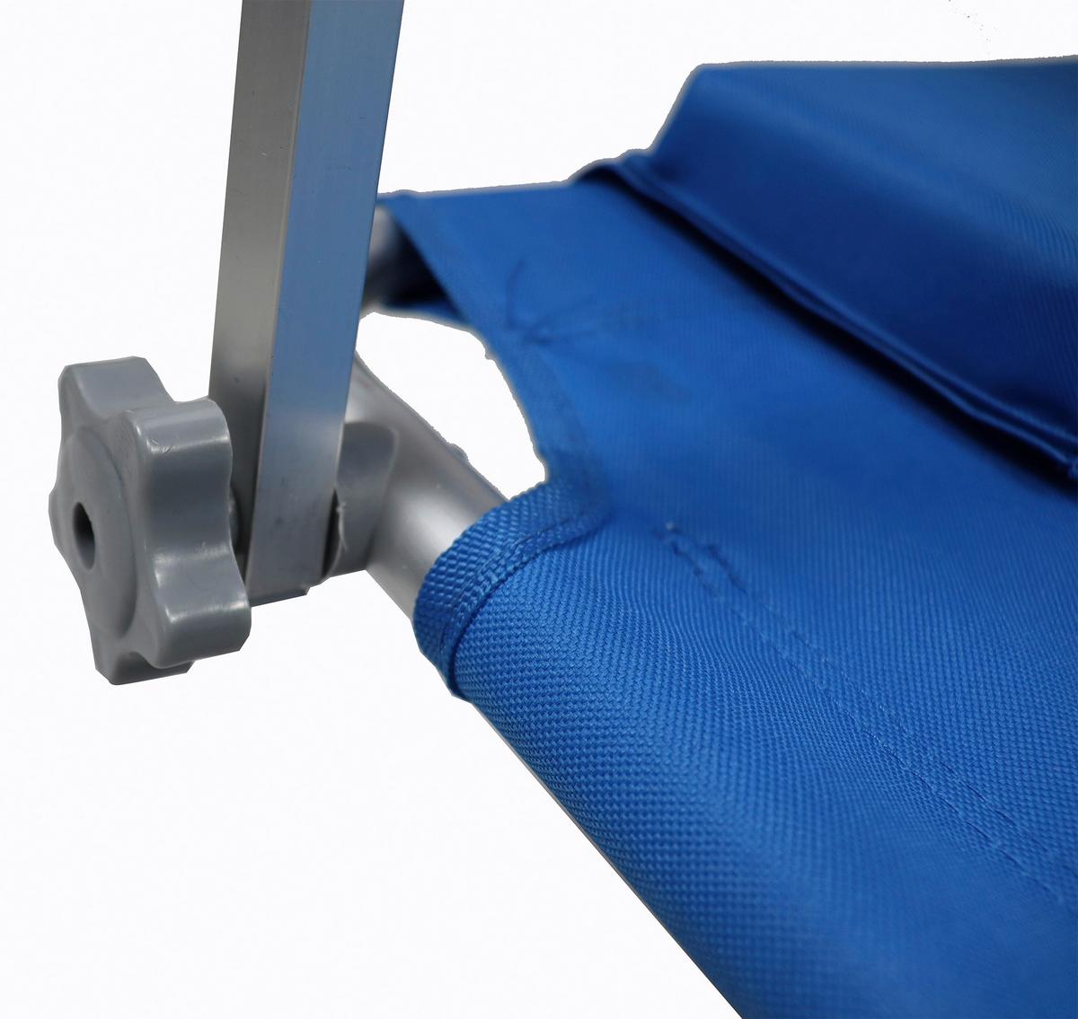 Sonnenliege Metall/Textil mit Rollen/Sonnendach - Blau, Basics, Textil/Metall (165/16/65cm) - MID.YOU