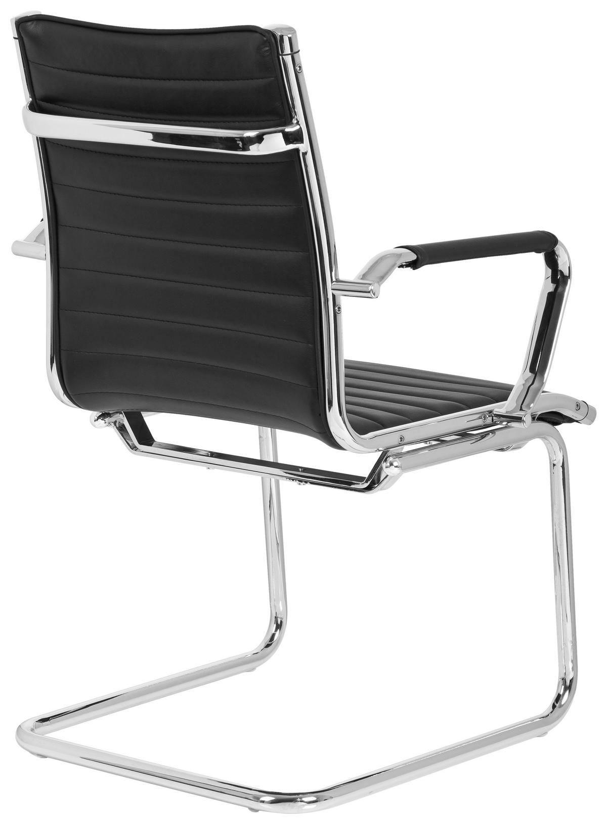 Besucherstuhl Vermona Schwarz Bis 110 Kg - Silberfarben/Schwarz, Basics, Textil/Metall (54/90/50cm) - MID.YOU