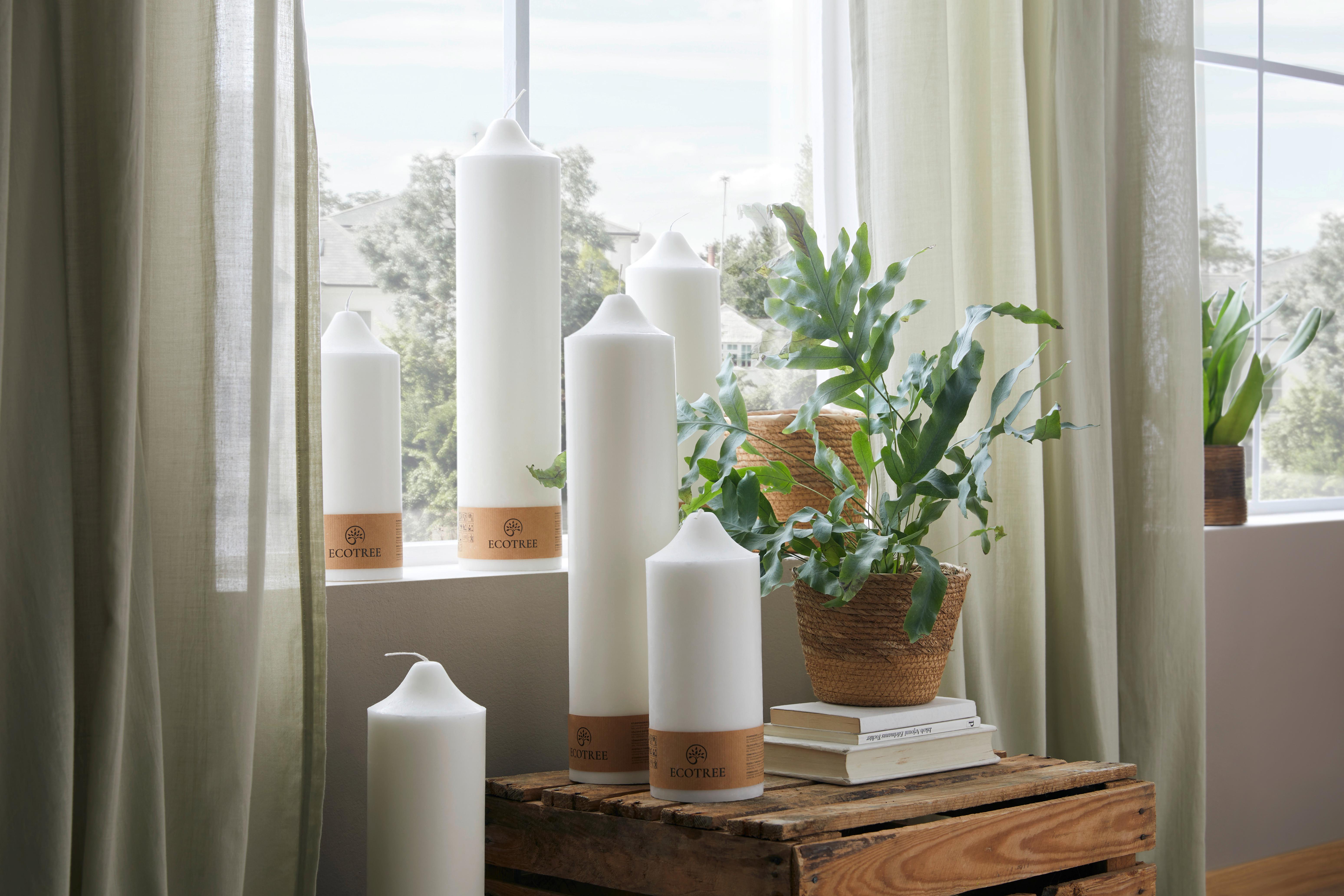 Sviečka v tvare valca Organic, 10/35cm - biela (10/35cm) - ecoTree