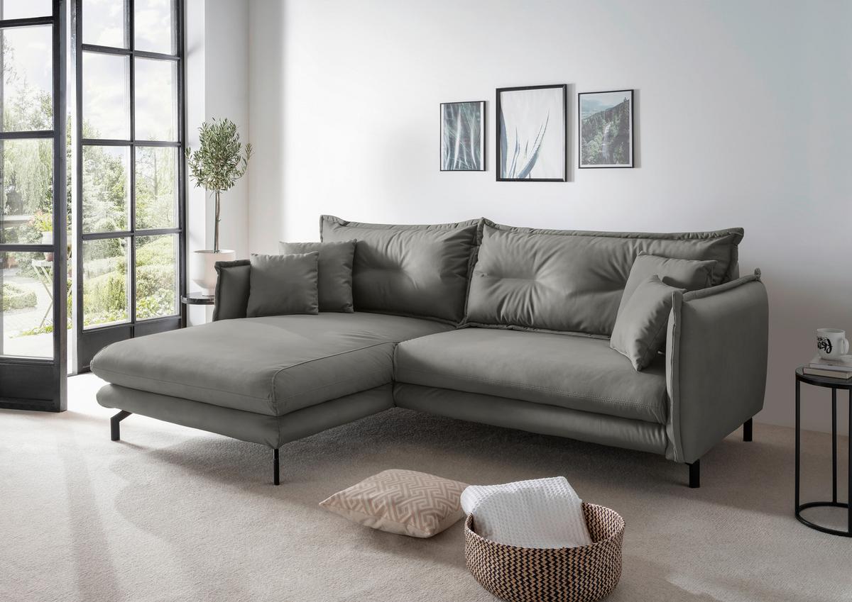 Ecksofa Lava Grau S: 180x255cm - Schwarz/Grau, MODERN, Textil (180/255cm) - Livetastic