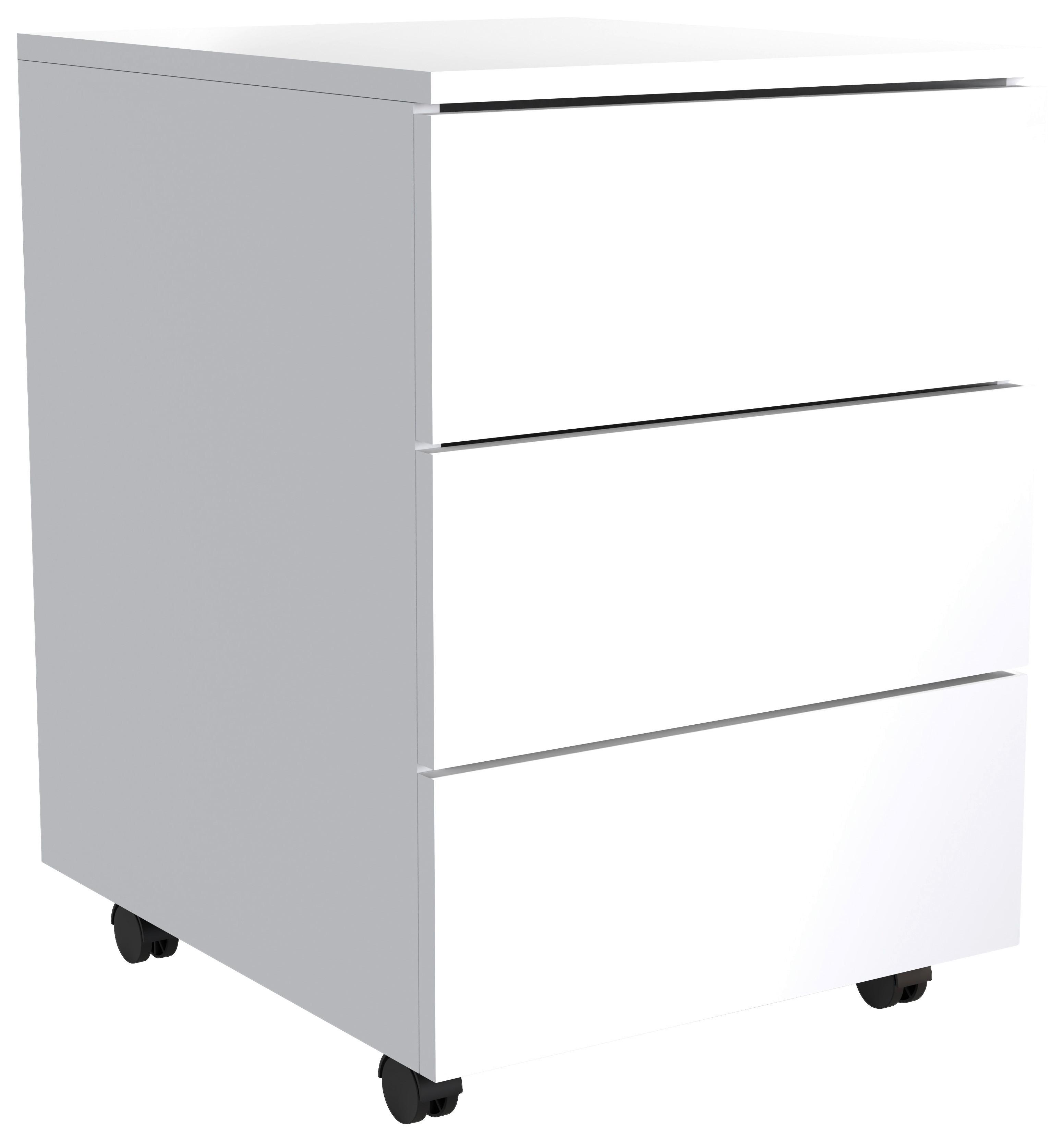 Rollcontainer Weiß Dalrosa 39x55x45 cm - Weiß, MODERN, Holzwerkstoff/Kunststoff (39/55/45cm) - MID.YOU