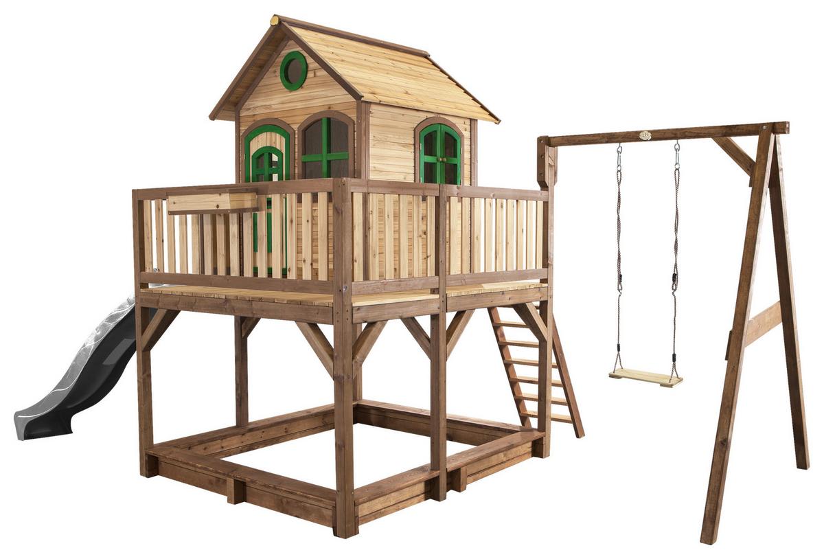 Spielturm A030.152.80 - Braun/Grau, KONVENTIONELL, Holz/Kunststoff (541/291/277cm) - Ambia Garden