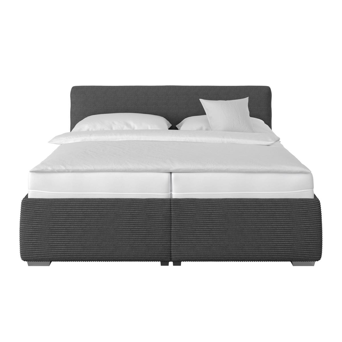 Polsterbett Lesia - Chromfarben/Dunkelgrau, KONVENTIONELL, Holzwerkstoff/Textil (180/200cm)