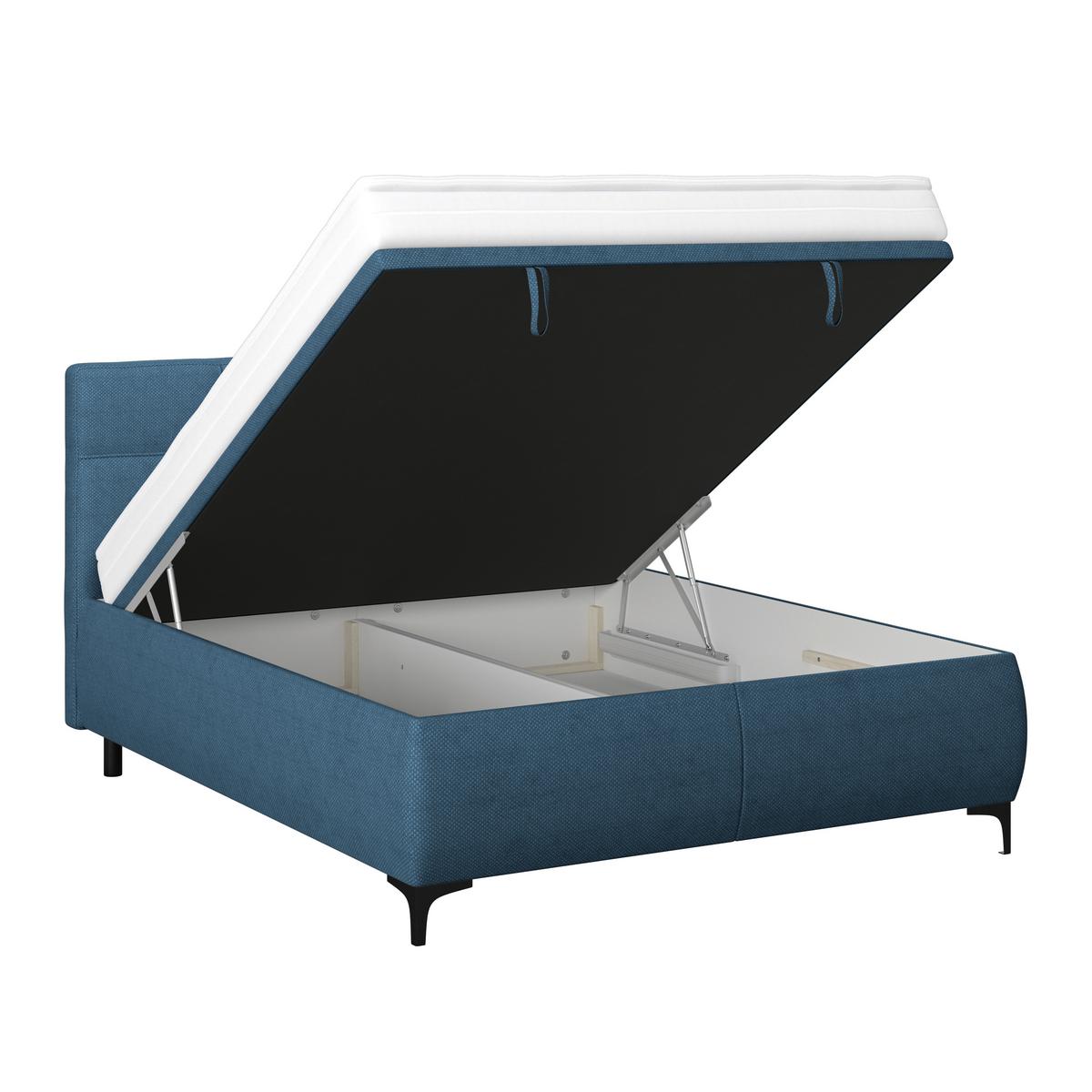 Polsterbett Zeni 140 - Schwarz/Dunkelblau, KONVENTIONELL, Holz/Textil (140/200cm)