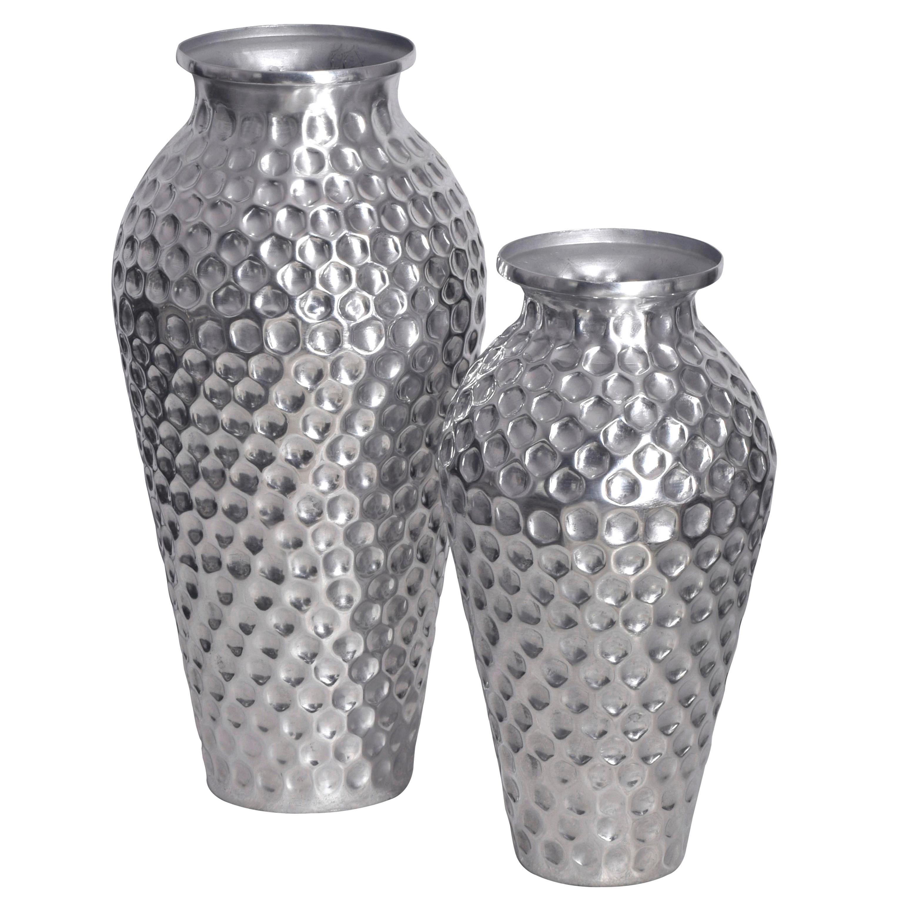 Dekovase 2er Set Silberfarben B: 26 cm - Silberfarben, Design, Metall (26/51/26cm) - Livetastic
