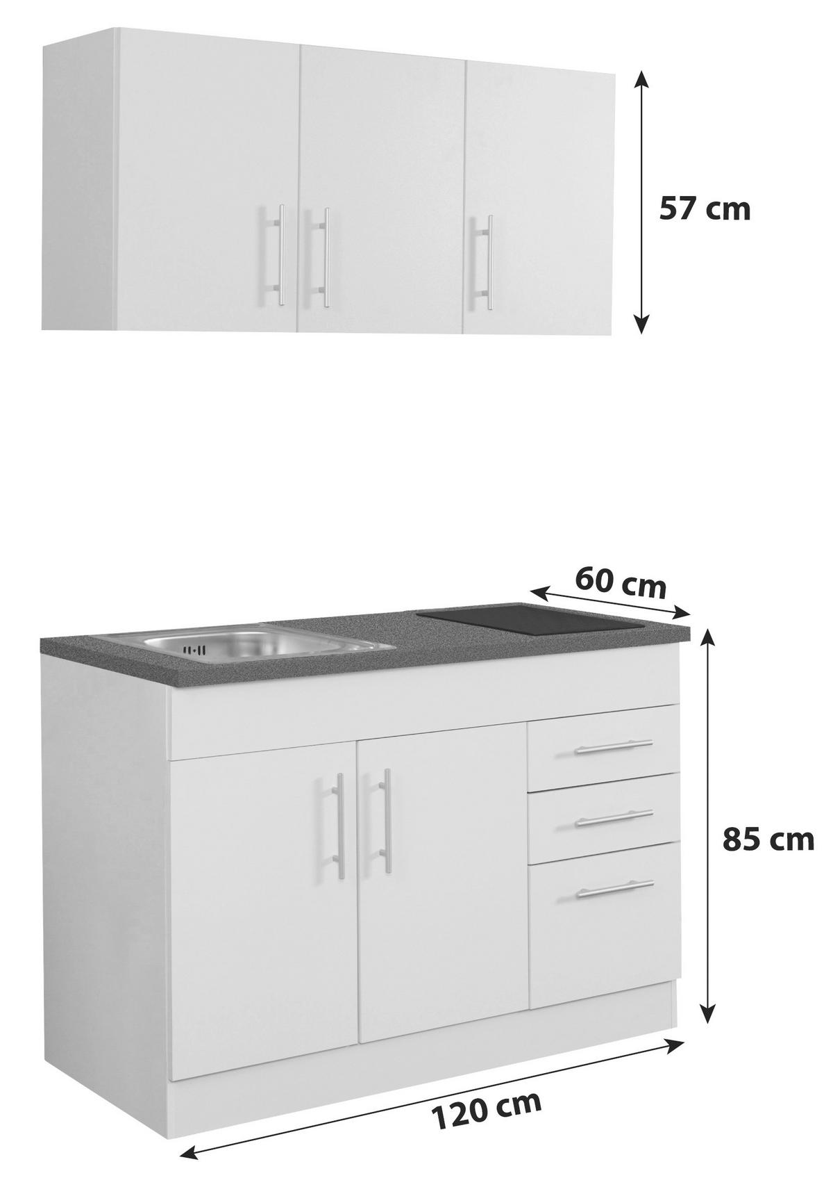 Miniküche Toronto Creme/Eiche Dekor - Eichefarben/Creme, MODERN, Holzwerkstoff (120cm) - Held