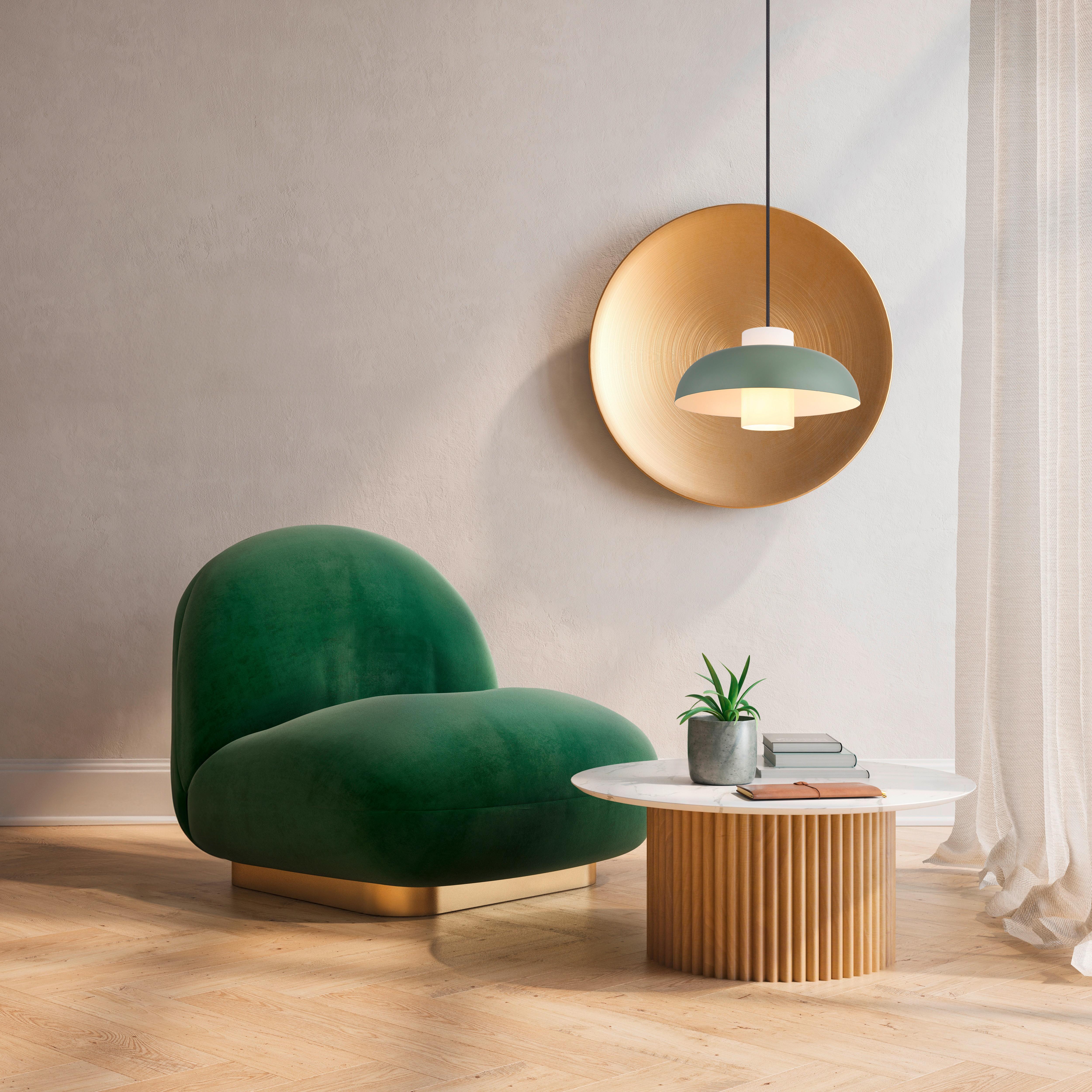 Hängeleuchte 15755g - Weiß/Grün, Trend, Glas/Textil (38/120cm) - Globo