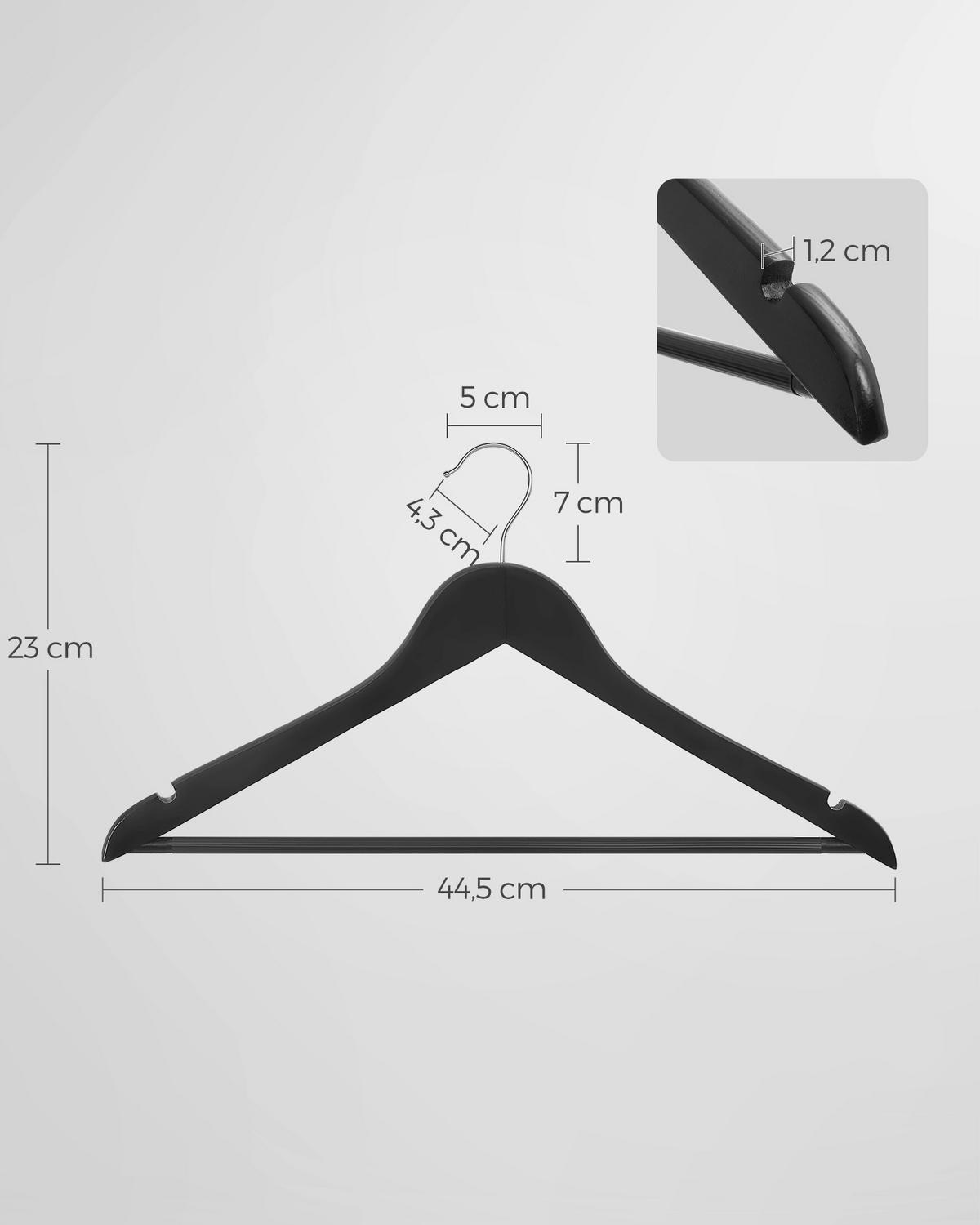 Kleiderbügelset Schwarz B: 44,5 Cm - Schwarz, Basics, Holz/Metall (44,5cm)