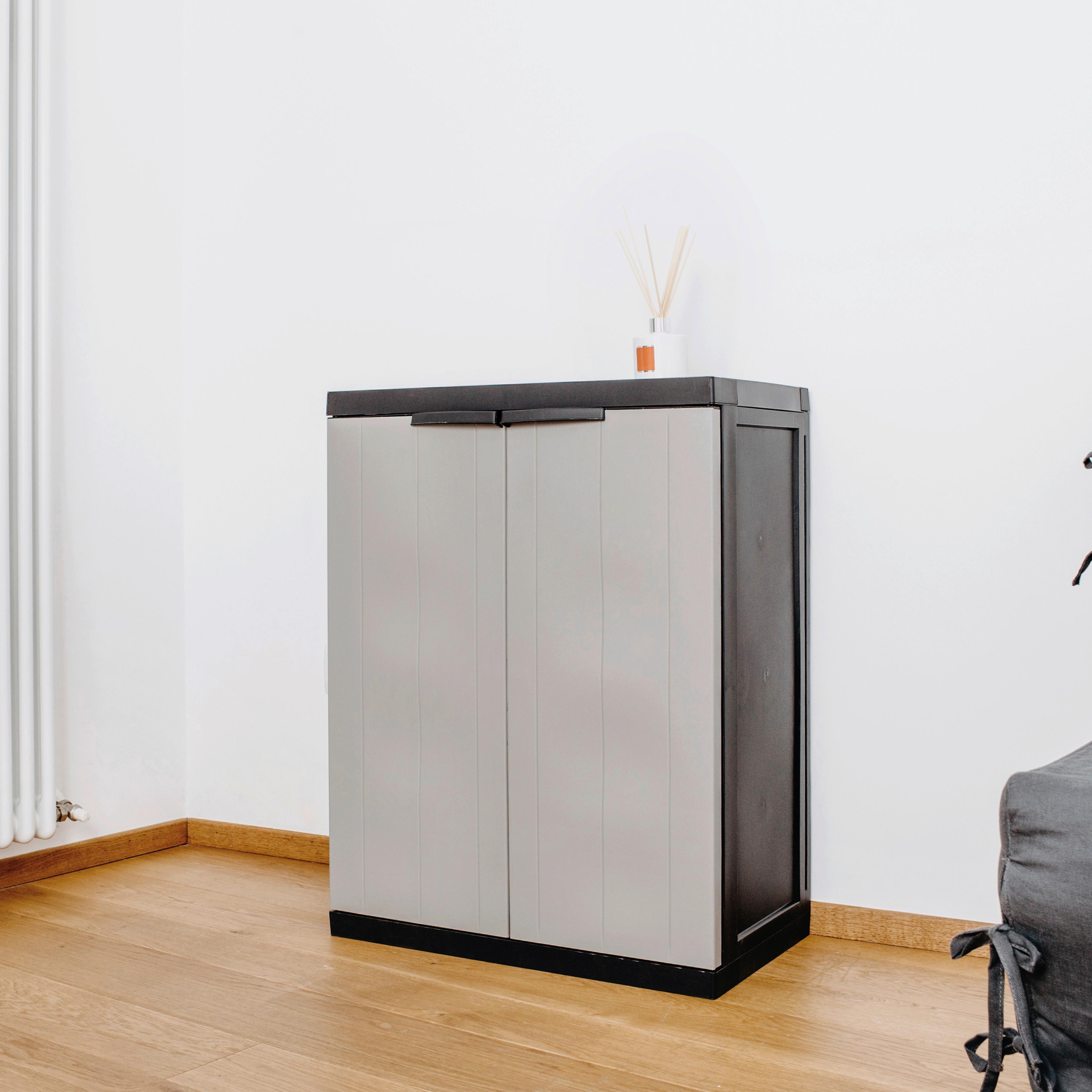 Werkzeugschrank Bio Midi Klein 65x85x37 Cm Versperrbar - Hellgrau/Schwarz, Basics, Kunststoff (65/85/37cm)