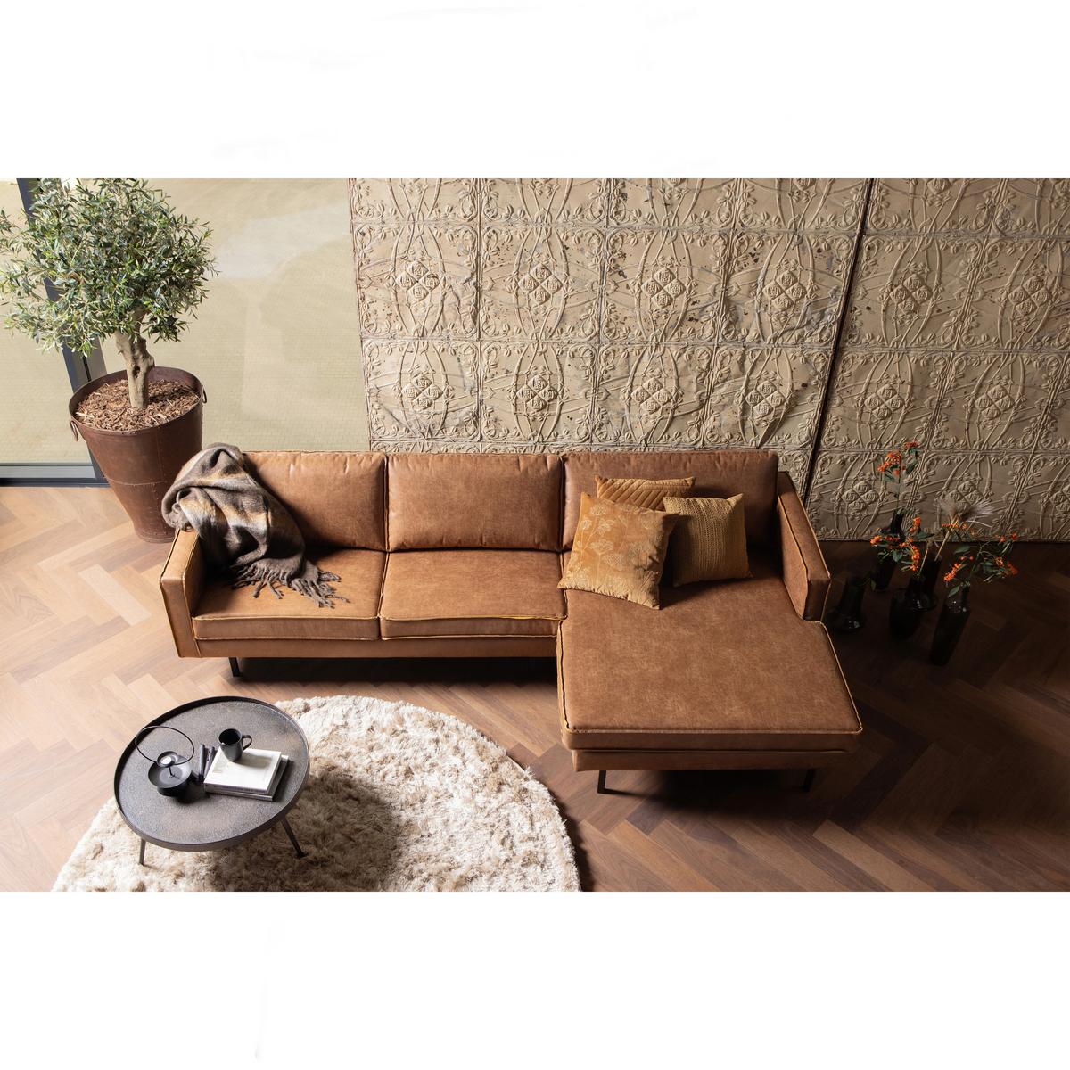 Ecksofa Rodeo Cognac S: 300x155cm - Cognac/Schwarz, Design, Leder/Textil (300/155cm) - Livetastic