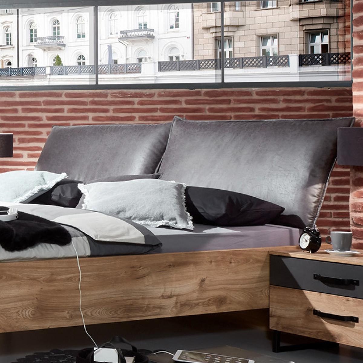 Futonbett 180x200 Detroit, Eichefarben+graphit - Eichefarben/Graphitfarben, Basics, Holzwerkstoff (180/200cm) - MID.YOU