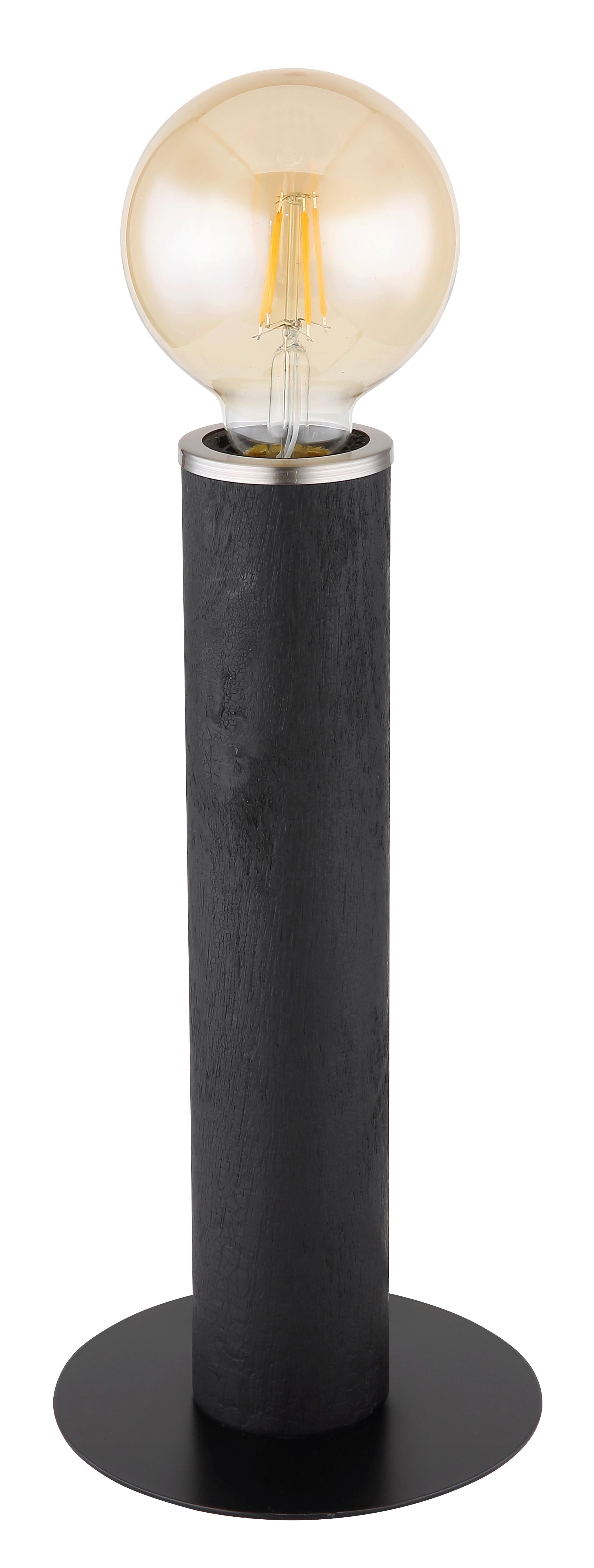 Tischlampe Schwarz/ Nickelfarben mit Schalter - Schwarz/Nickelfarben, Basics, Holz/Textil (15/30,5cm) - Globo