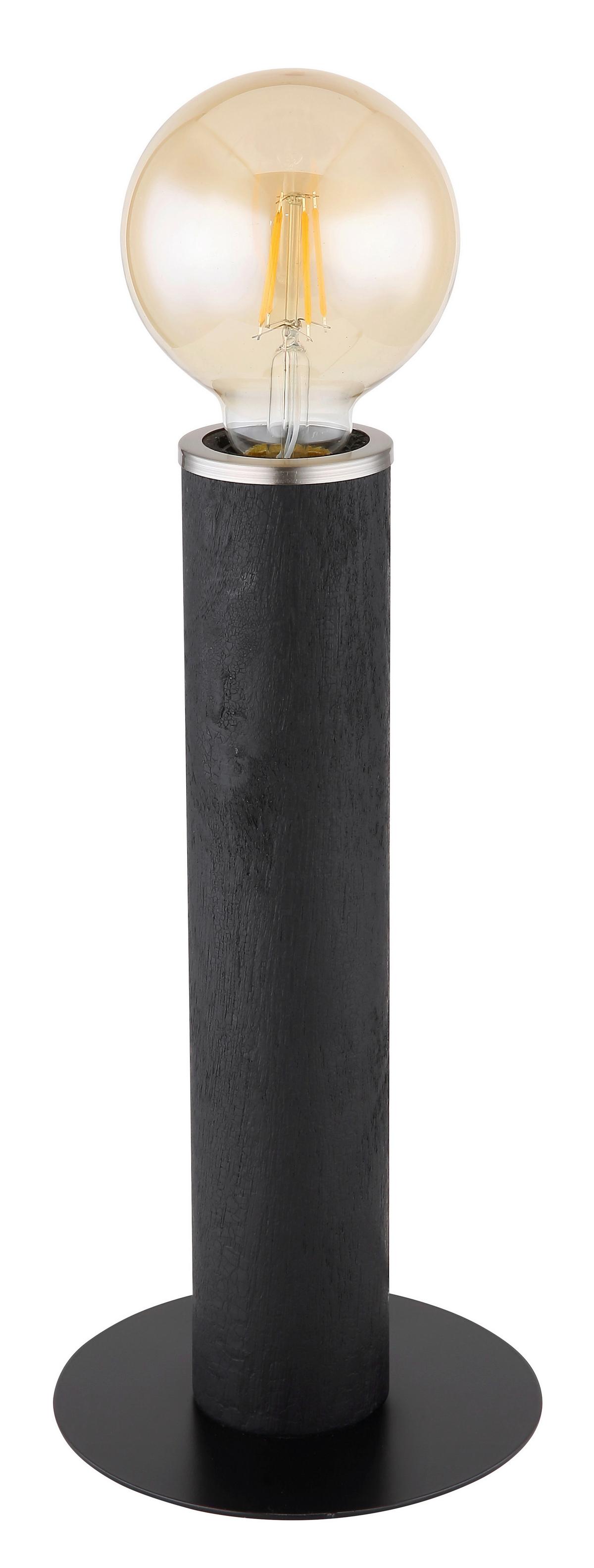 Tischlampe Schwarz/ Nickelfarben Mit Schalter - Schwarz/Nickelfarben, Basics, Holz/Textil (15/30,5cm) - Globo