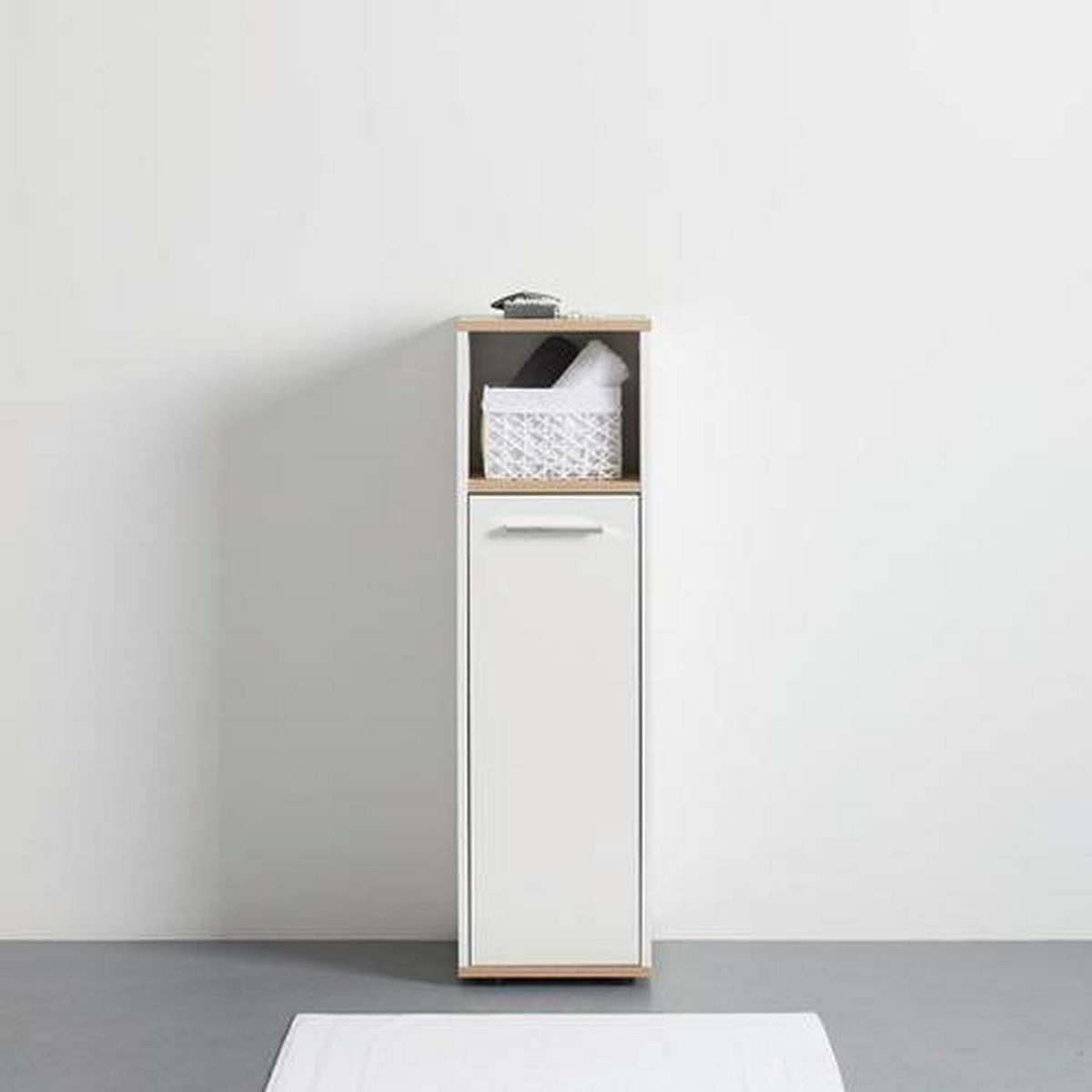 Midischrank Yasmin Bxh 30x102cm Weiß/eiche Dekor - Eichefarben/Schwarz, Basics, Holzwerkstoff (30/102/28,3cm) - MID.YOU