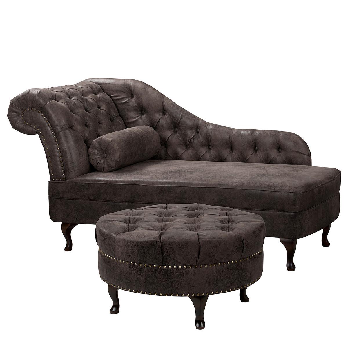 Récamiere Pako Schwarz B: 185cm - Schwarz/Braun, Design, Textil (185/93/75cm) - Livetastic