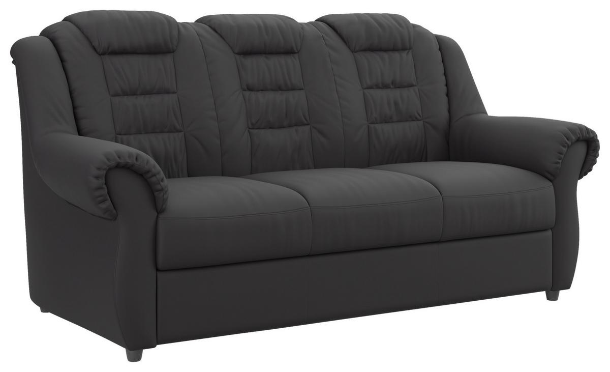 Sitzgarnitur Boston Schwarz Lederlook - Schwarz, KONVENTIONELL, Textil - Livetastic