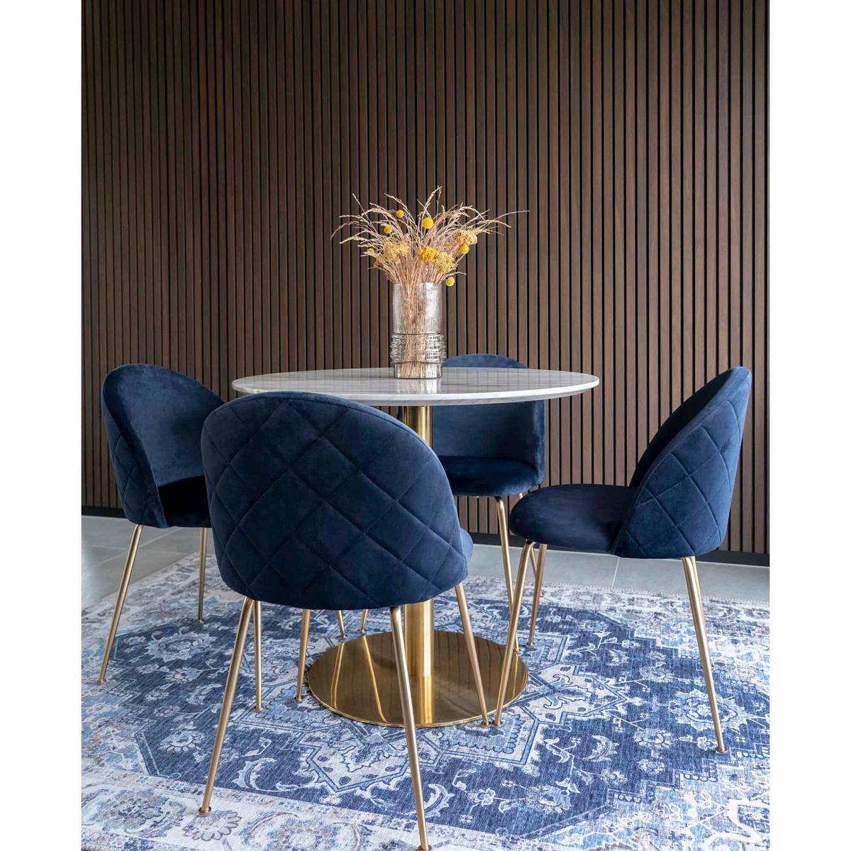 Stuhl-Set Geneve Blau B: 51 cm - Blau/Messingfarben, MODERN, Textil/Metall (51/78/56cm) - MID.YOU