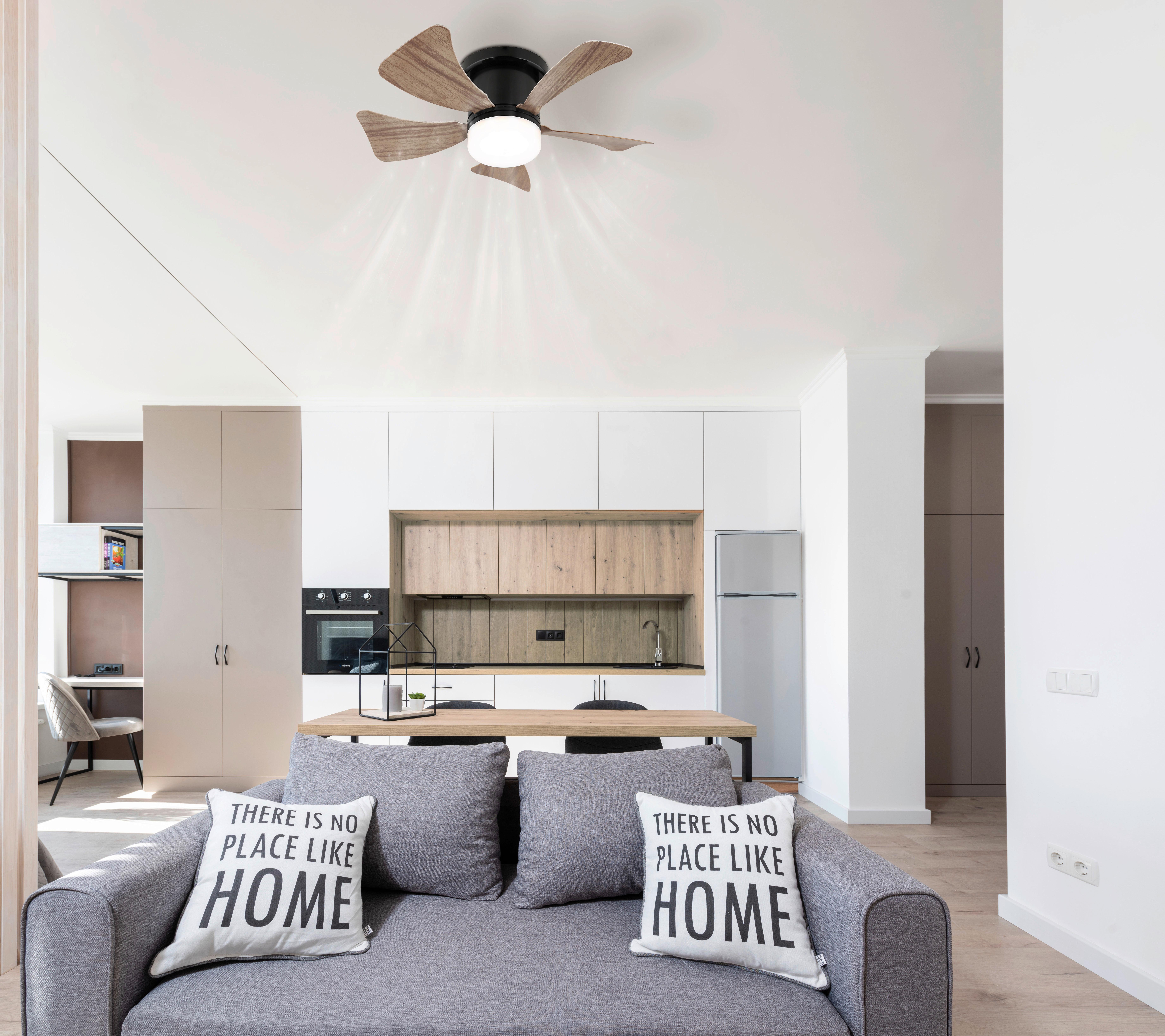 Deckenventilator Pauli - Schwarz/Naturfarben, Basics, Kunststoff/Metall (40,6/13cm) - James Wood