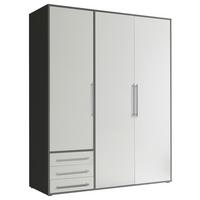 Drehtürenschrank mit Laden B: 155 cm Lyss Weiß/Graphit - Graphitfarben/Weiß, MODERN, Holzwerkstoff (155/194/58cm) - Livetastic