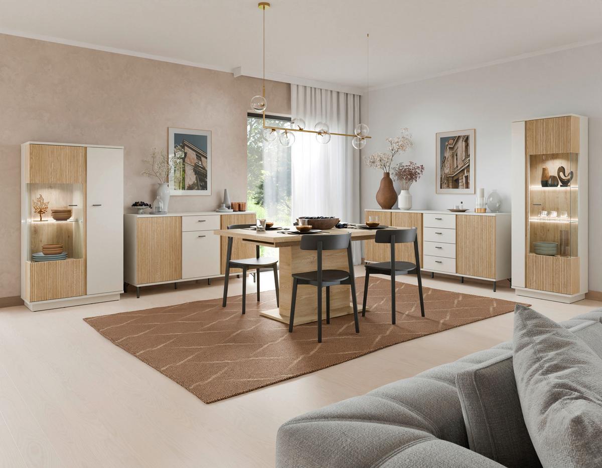 TV-Element Mosano B: 150 cm - Kaschmir/Eichefarben, Trend, Holzwerkstoff (150/70/40cm)
