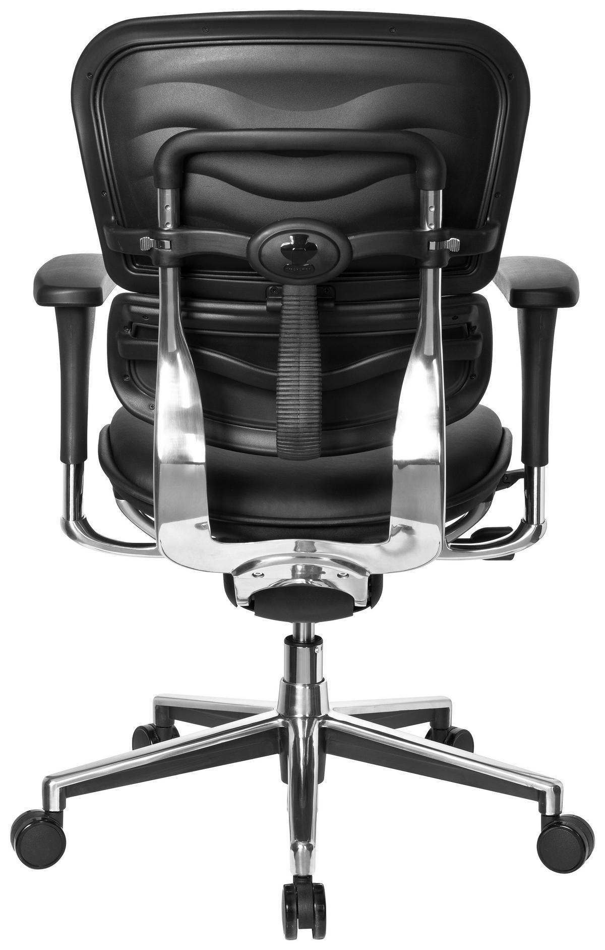Drehstuhl Ergohuman Base Schwarz - Chromfarben/Schwarz, MODERN, Leder/Kunststoff (61/120/48cm) - MID.YOU