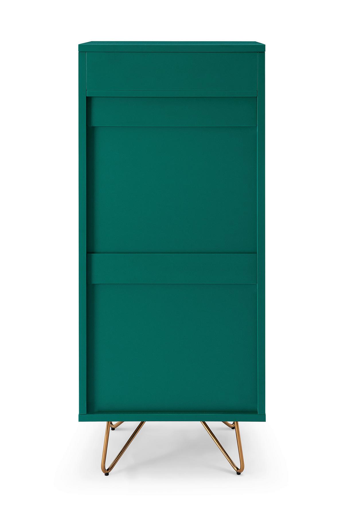 Kommode Grün B: 45cm - Messingfarben/Grün, Design, Holzwerkstoff (45/110/40cm) - Livetastic