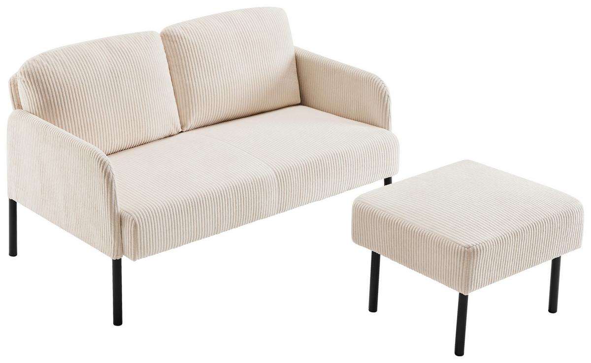Dvoumístná pohovka MIAMI, béžový manšestr - černá/béžová, Moderní, kov/dřevo (120/73,5/77cm) - Based