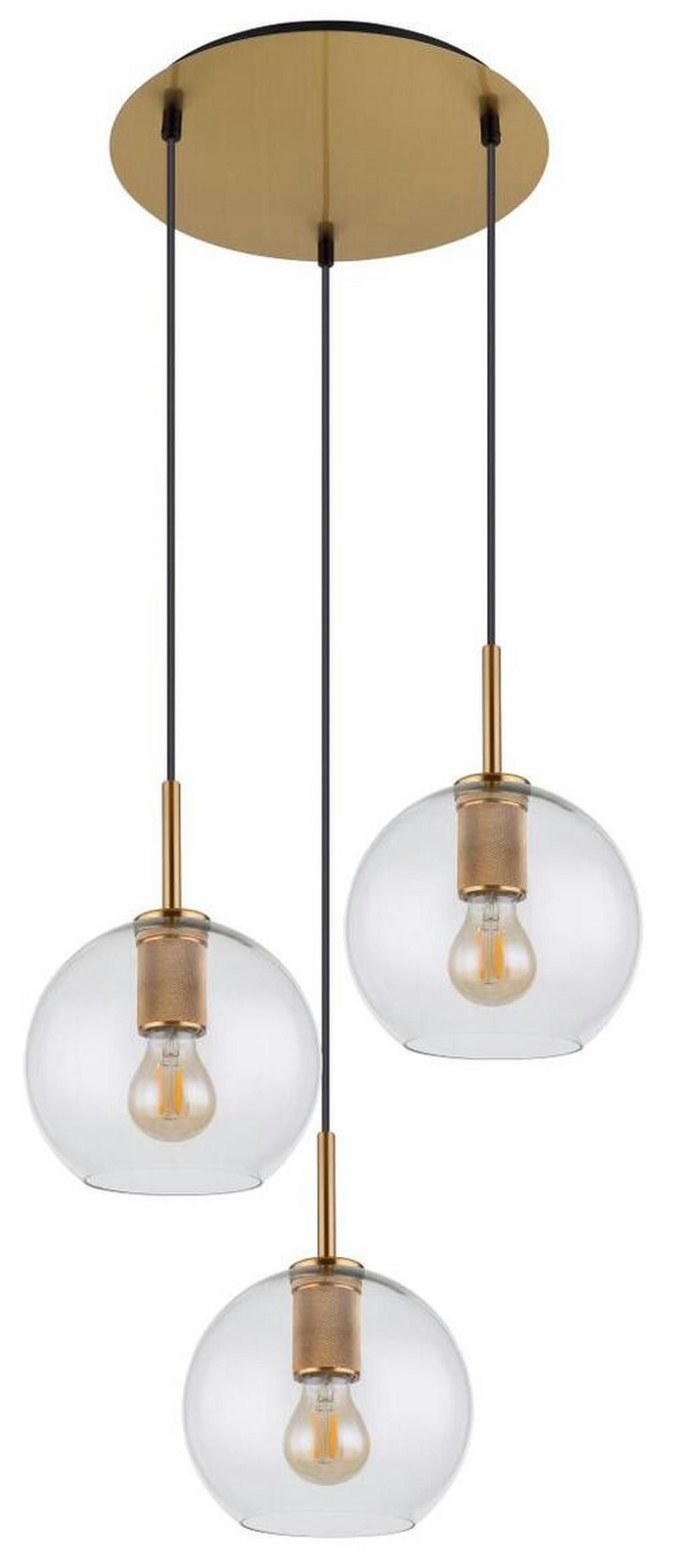Hängeleuchte 15462h1 Adara - Klar/Messingfarben, Design, Glas/Kunststoff (47/120cm) - Globo
