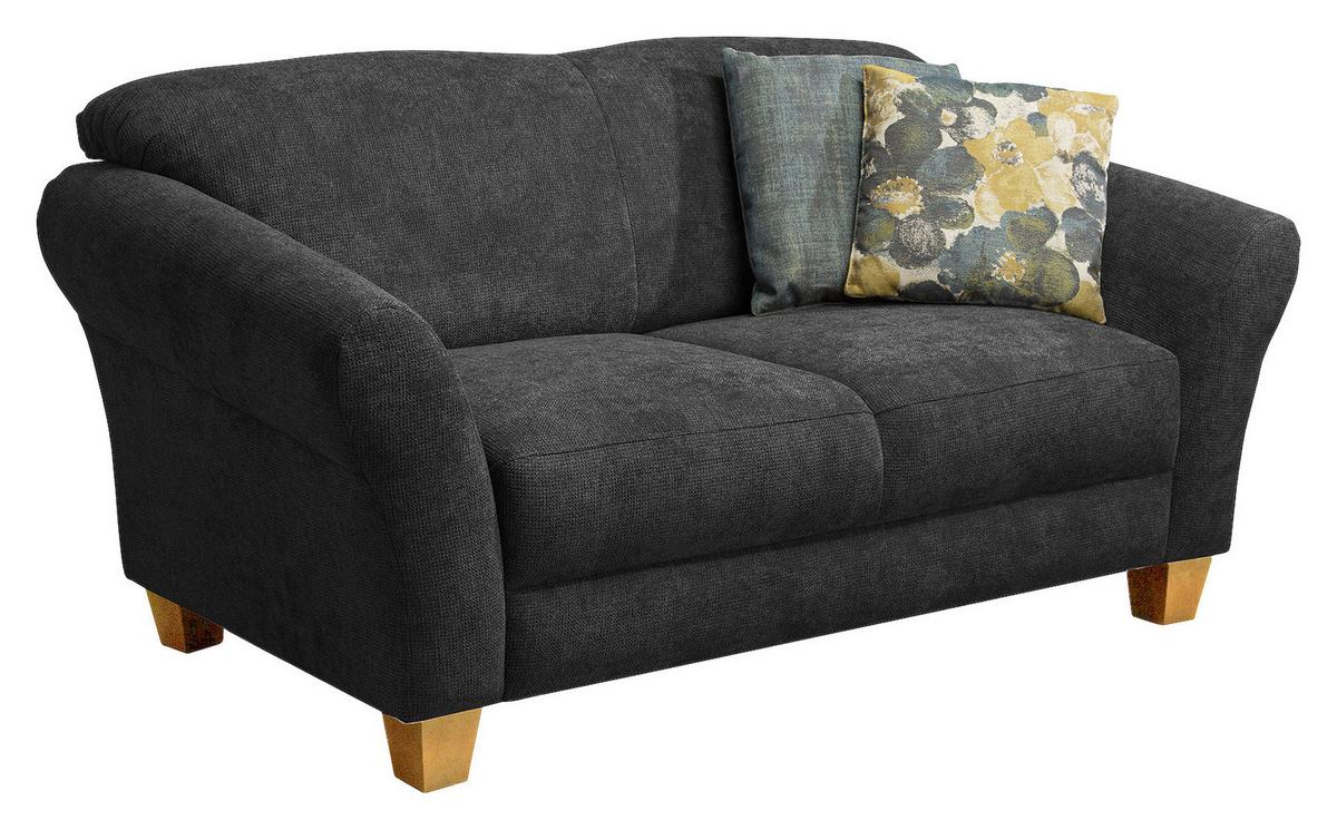 2-Sitzer-Sofa Gotland schwarz Rücken echt, 163x84x89 cm - Schwarz/Naturfarben, KONVENTIONELL, Textil (163/84/89cm) - Sit & More