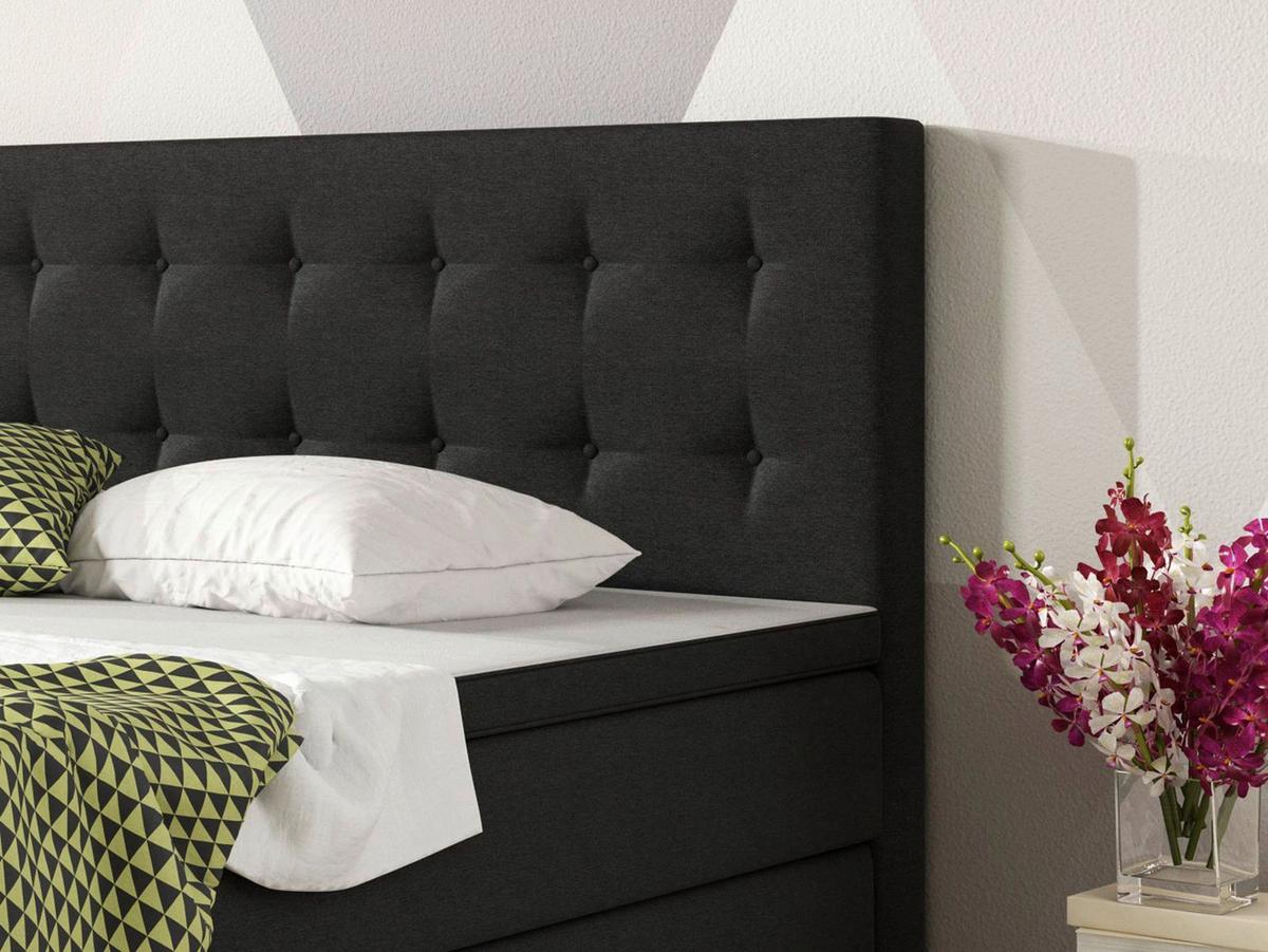 Boxspringbett Mit Topper Kingsize 180x210 Köln - Silberfarben/Schwarz, KONVENTIONELL, Textil (180/115/210cm) - MID.YOU