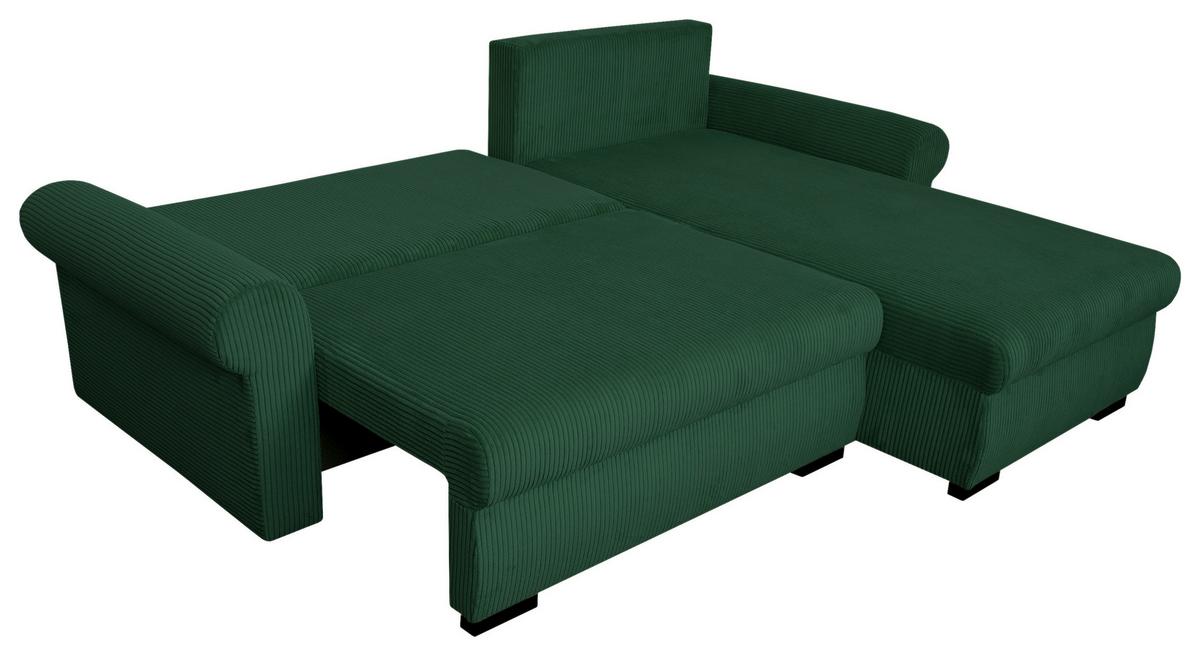 ECKSCHLAFSOFA Vasco, Dunkelgrün LF: 233x168 - Dunkelgrün/Schwarz, Trend, Textil (233/168cm)