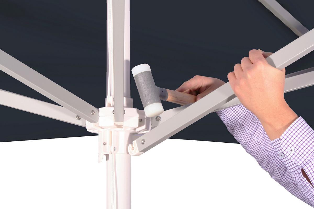 Ampelschirm Jumbo LxBxH: 400x295x400cm Schwarz - Silberfarben/Schwarz, Basics, Textil/Metall (400/295/400cm) - Schneider