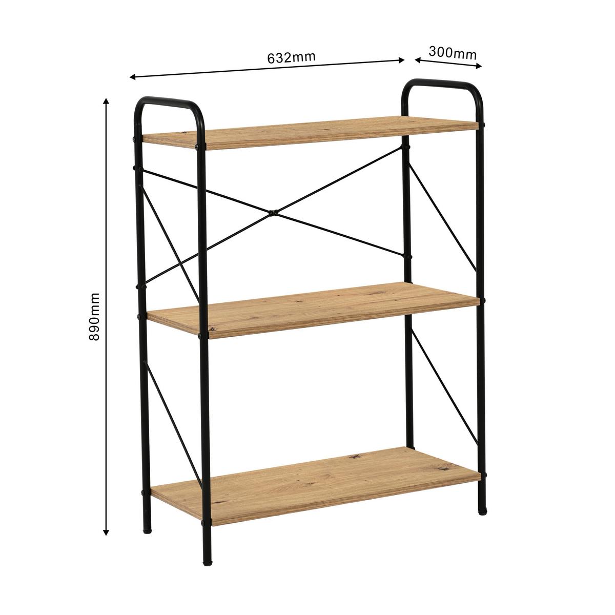 Regal Tim 3 Schwarz B: 63 cm - Schwarz/Eiche Artisan, Trend, Holzwerkstoff/Metall (63/89/30cm)