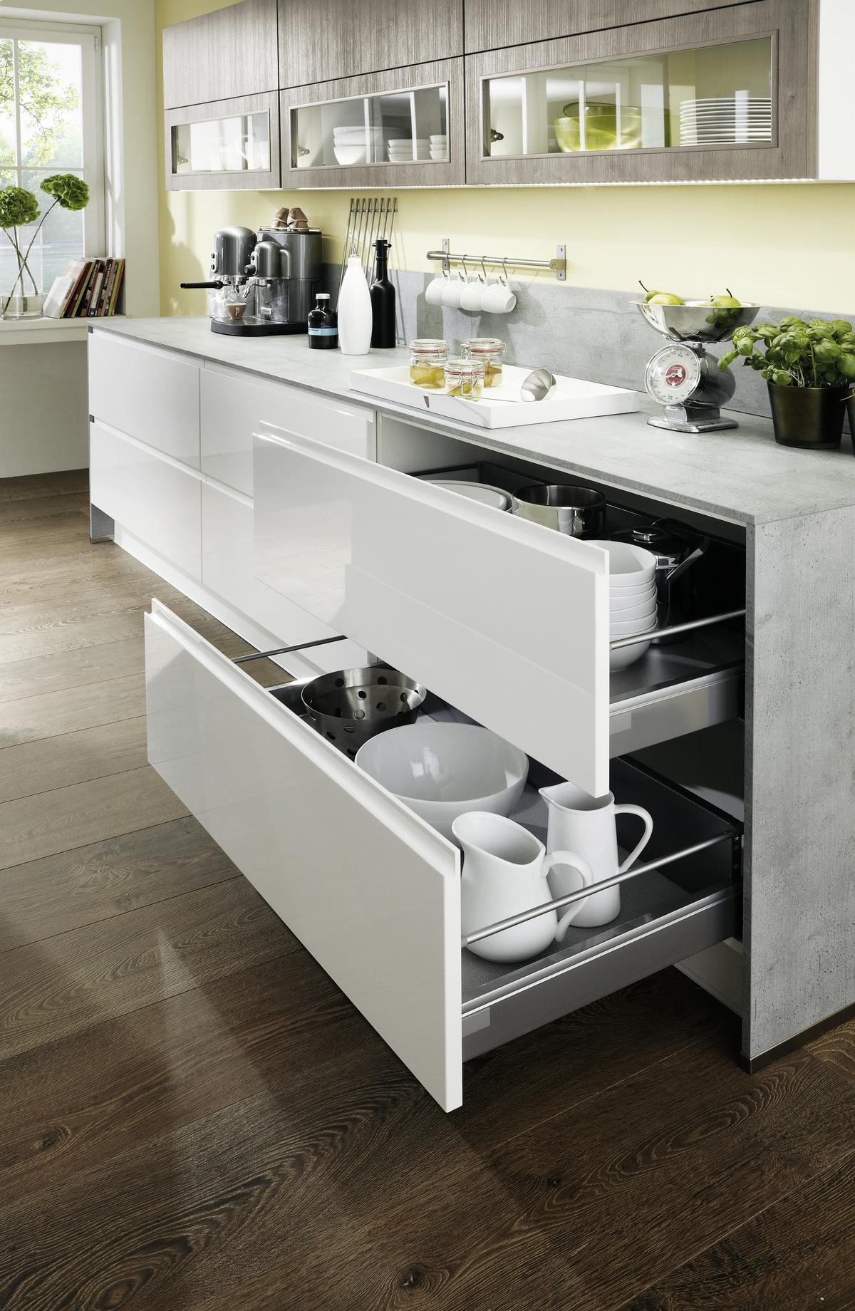 Einbauküche Panama Frei Planbar Modern, Grifflos - Weiß, MODERN, Holzwerkstoff - Vertico