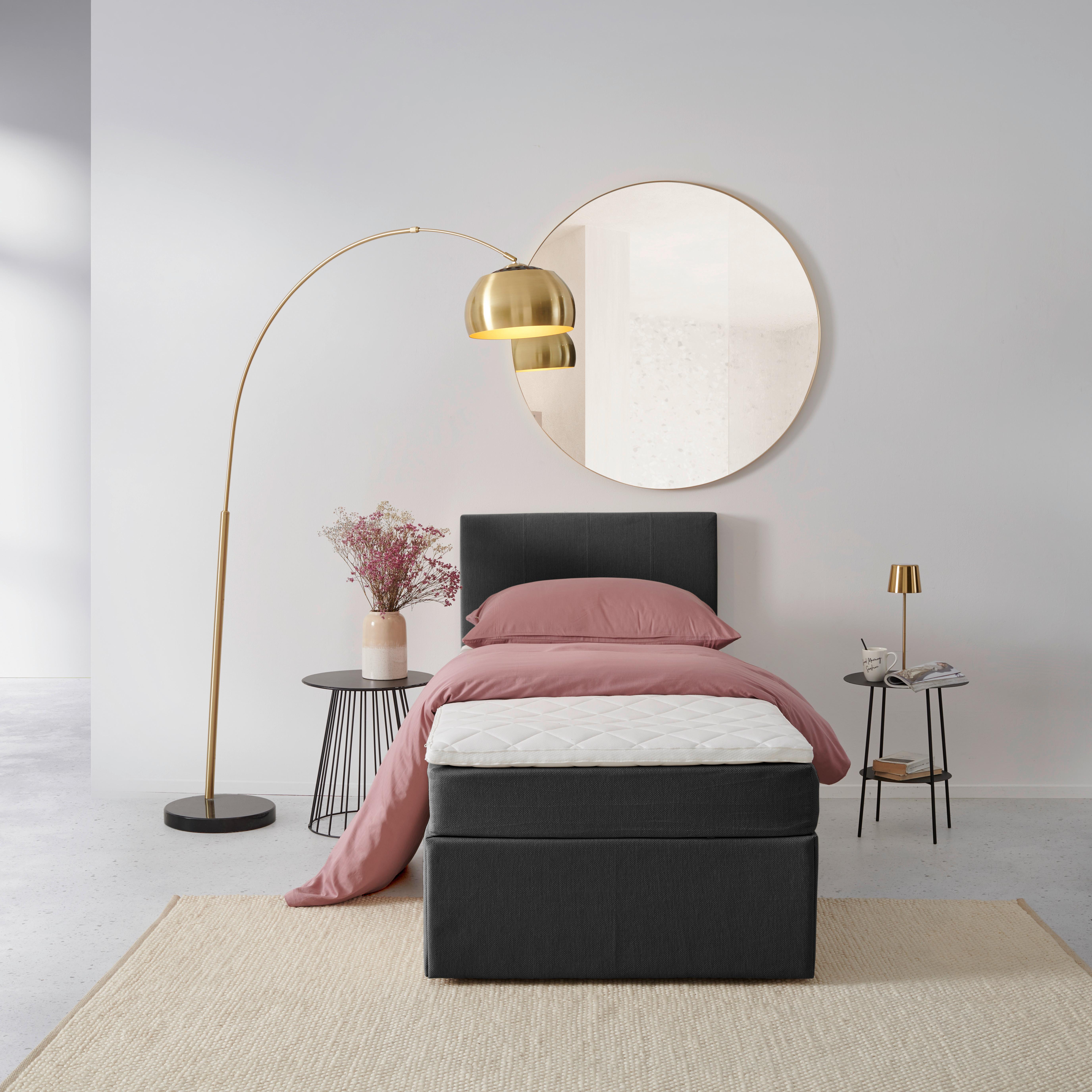 Boxbett mit Topper Carolina 90x200 cm - Schwarz/Grau, Basics, Textil (90/200cm) - P & B