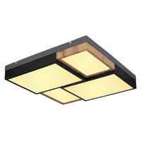 LED-Deckenleuchte 67286-50 - Opal/Schwarz, Natur, Holzwerkstoff/Kunststoff (60/60/9cm) - Globo
