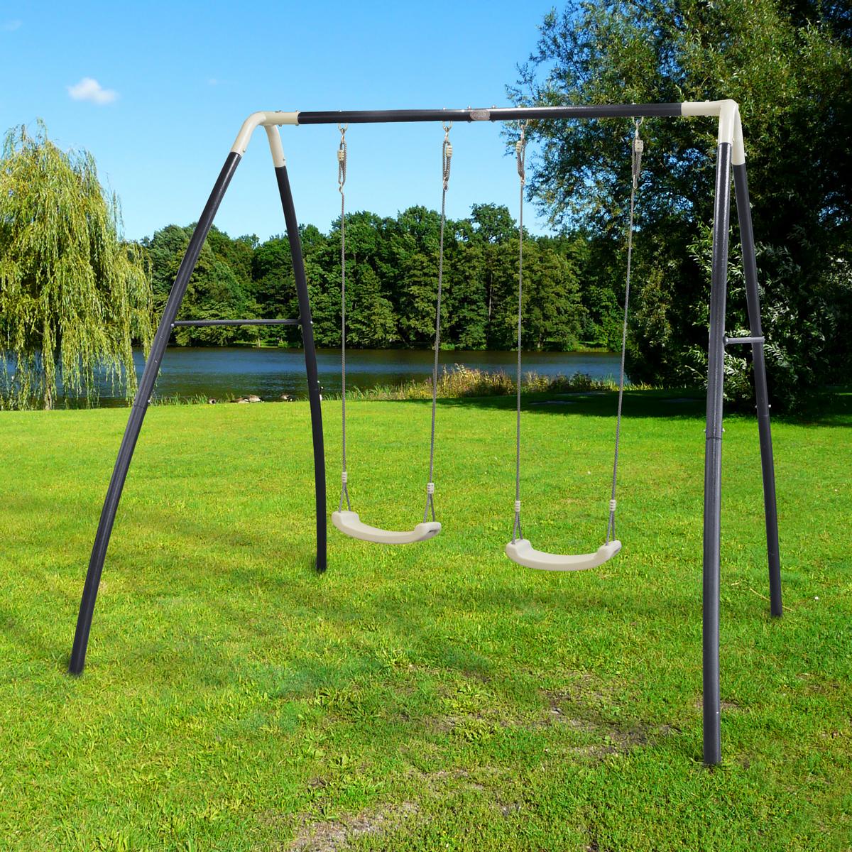 Hojdačka Biela, antracitová - biela/antracitová, Basics, kov/plast (210/217/210cm)