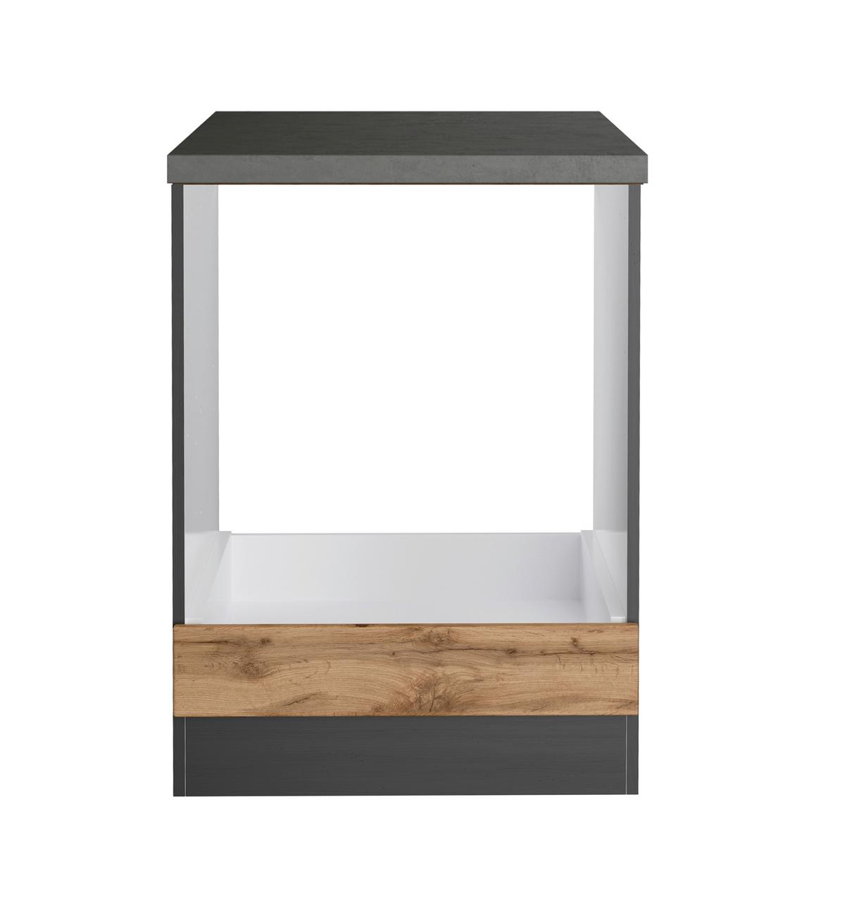 Herdumbauschrank Turin B: 60cm Graphitf./eiche +arbeitsplatte - Eiche Wotan/Graphitfarben, Design, Holzwerkstoff (60/86/60cm) - Held