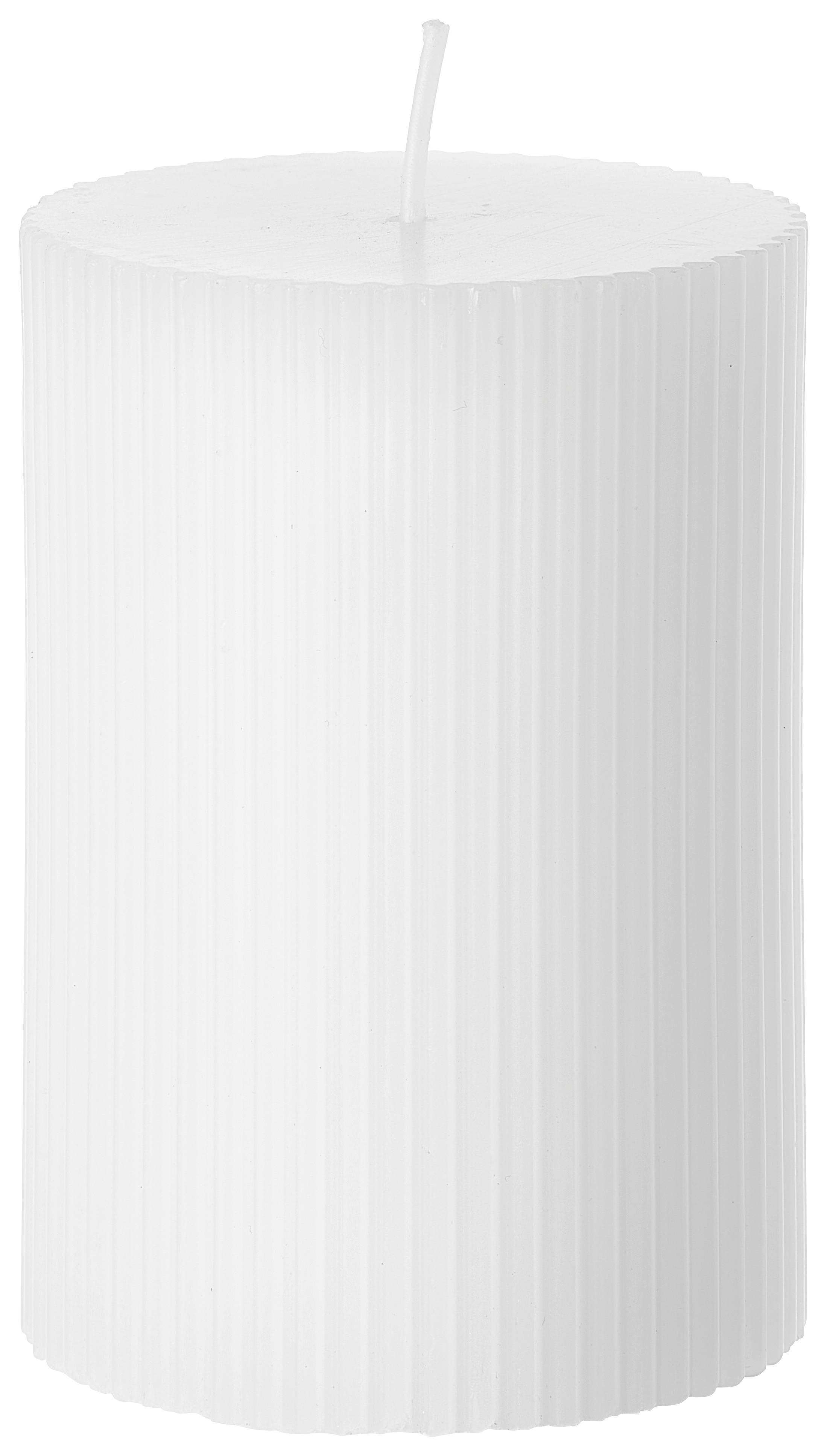 Válcová Svíčka Stripes - bílá/růžová, přírodní materiály (7/10cm) - Premium Living