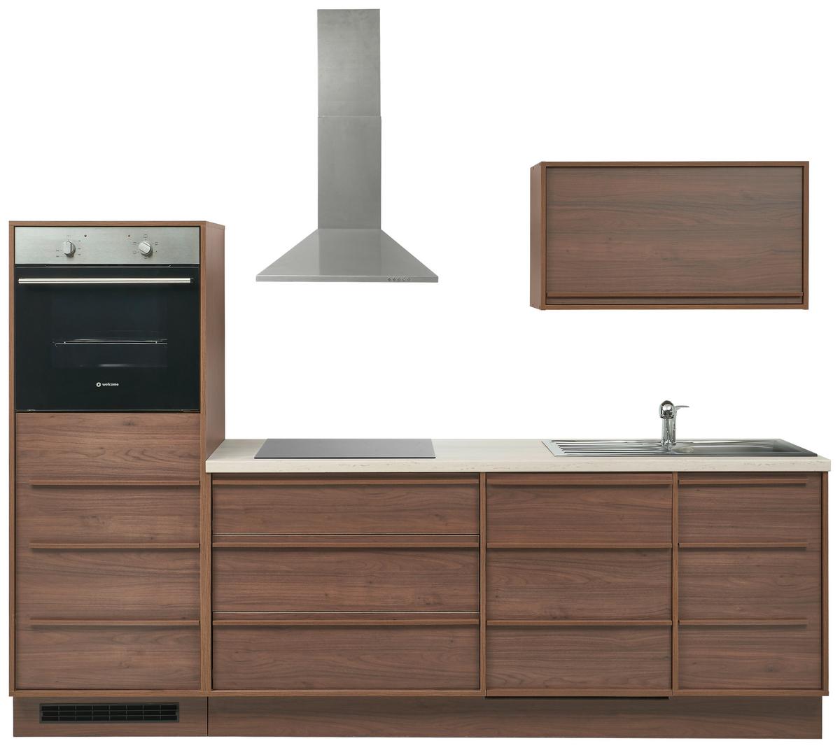 Kuchynská linka KANTON š.264 cm, bez spotrebičov - farba orecha/béžová, Trend, kompozitné drevo/plast (264cm) - P & B