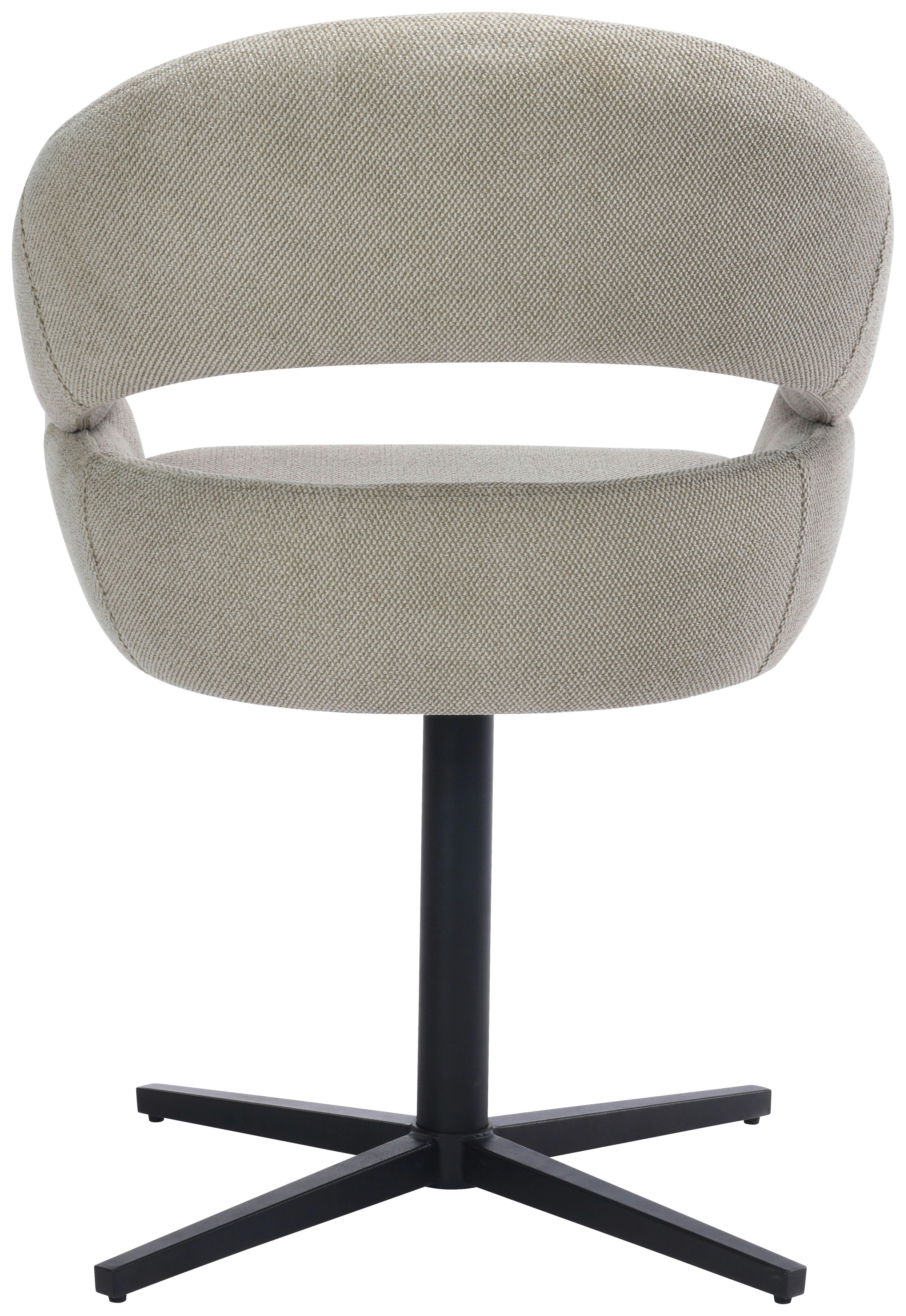 Armlehnstuhl Sigrid Leinenoptik Braun Drehbar - Schwarz/Braun, MODERN, Holz/Textil (62/84/58cm) - My Baby Lou