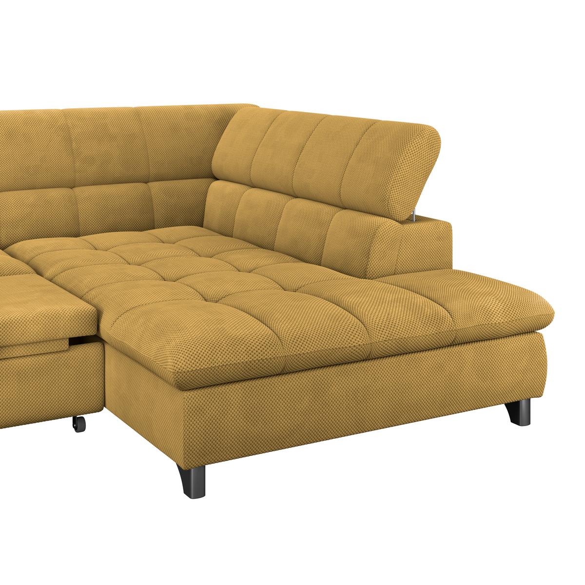 Ecksofa Gemini Senfgelb, B: 312cm - Chromfarben/Senfgelb, KONVENTIONELL, Textil (312/234cm)