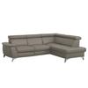 Ecksofa Lince Schlammfarben S: 257x197 Cm - Chromfarben/Schlammfarben, Design, Leder/Textil (257/197cm) - Livetastic