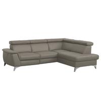 Ecksofa Lince Schlammfarben S: 257x197 Cm - Chromfarben/Schlammfarben, Design, Leder/Textil (257/197cm) - Livetastic