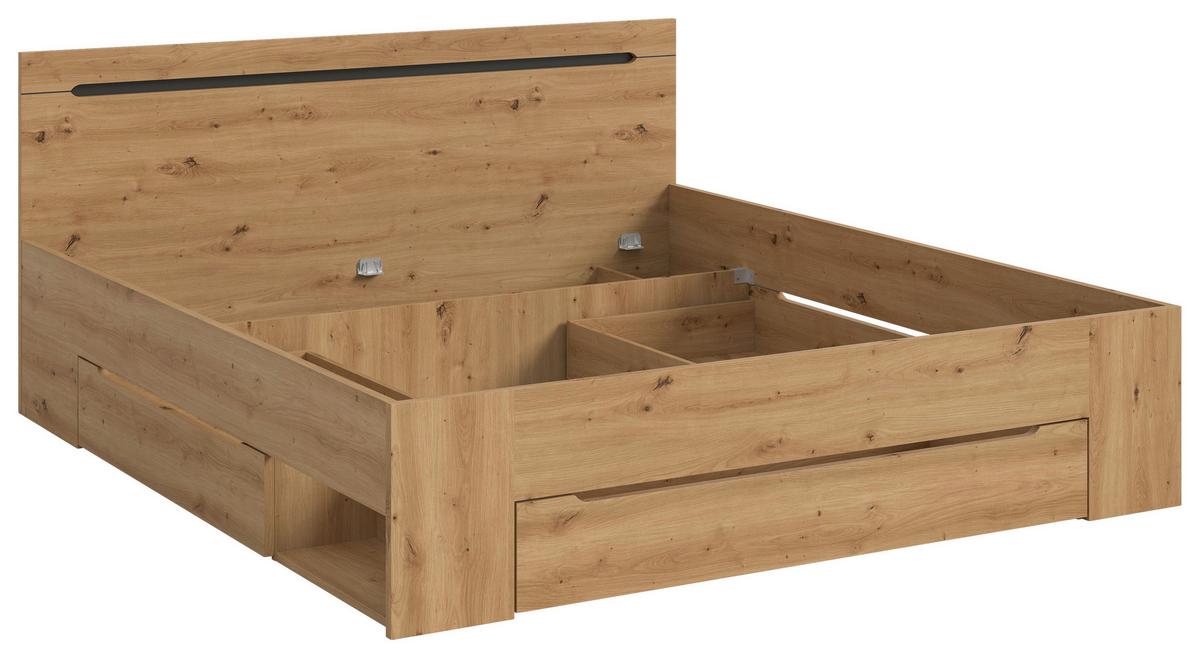 Bett Canu Grau /Eiche Artisan Dekor 180x200cm - Eiche Artisan/Grau, MODERN, Holzwerkstoff (180/200cm) - MID.YOU