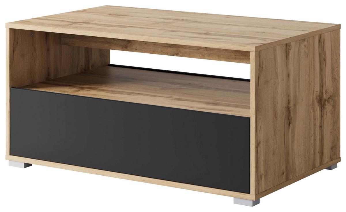 Couchtisch Narobi-ii Eiche Wotan/schwarz B: 90 Cm - Eiche Wotan/Schwarz, Trend, Holzwerkstoff/Kunststoff (90/45/55cm) - P & B